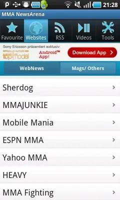 MMA NewsArena android App screenshot 2